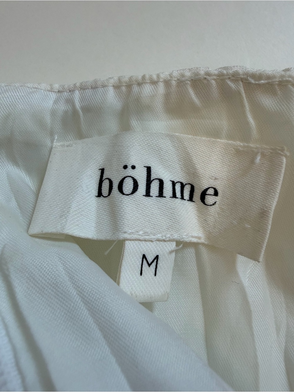 Bohme White Linen Blend Gathered Waist Long Balloon Sleeve Blouse Viscose - Picture 4 of 8